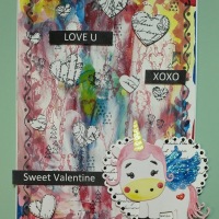 Hearts and Unicorn Valentine Card